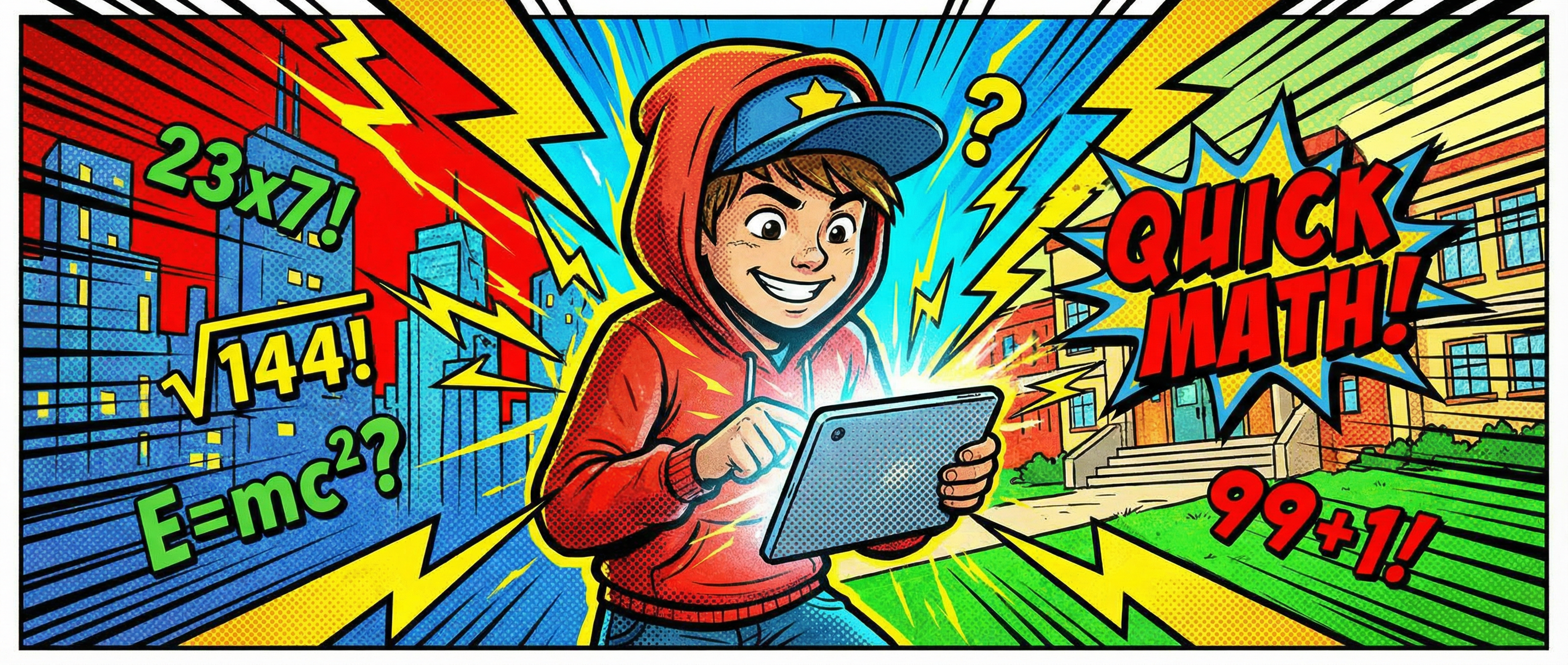 Quick Math comic-style hero banner