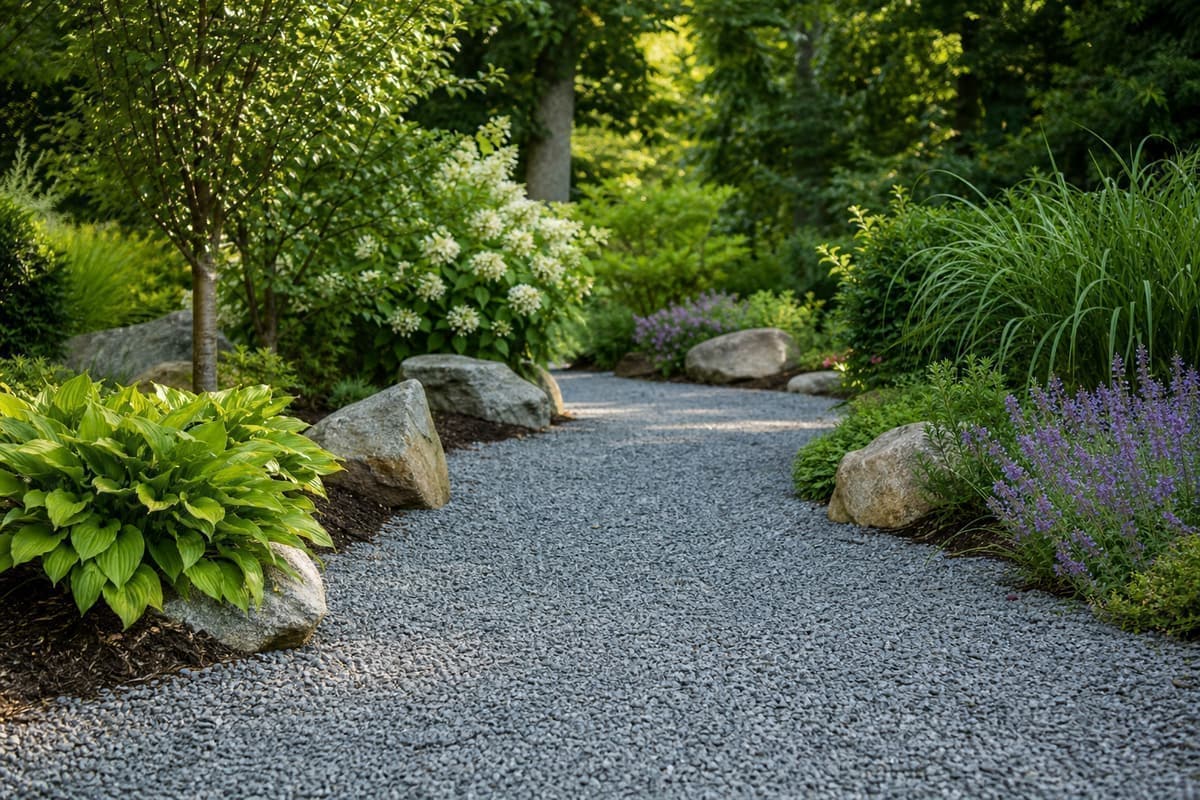 Gravel path in a garden landscape
