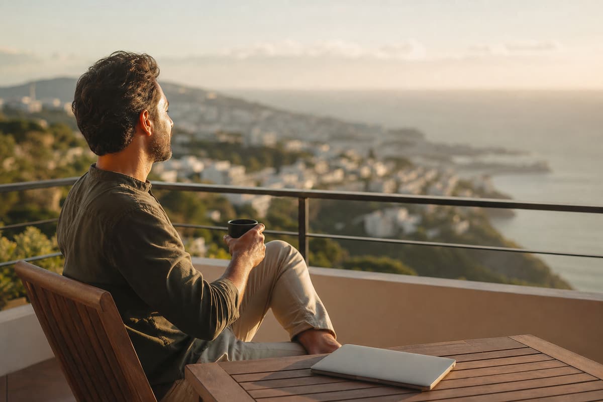 Person on a balcony during an intentional career break from work
